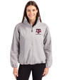 Texas A&M Aggies Alumni Cutter & Buck Charter Eco Recycled Womens Full-Zip Jacket Polished Medium Gray Front