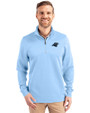 Carolina Panthers Cutter & Buck Traverse Stretch Eco Quarter Zip Mens Pullover Atlas Light Blue Front