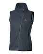 Texas Longhorns Alumni Cutter & Buck Mainsail Sweater Knit Womens Asymmetrical Vest Liberty Navy Heather Mannequin