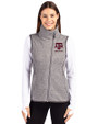 Texas A&M Aggies Alumni Cutter & Buck Mainsail Sweater Knit Womens Asymmetrical Vest Polished Heather Front