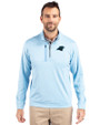 Carolina Panthers Cutter & Buck Stealth Heathered Quarter Zip Mens Pullover Atlas Light Blue Front