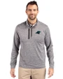 Carolina Panthers Cutter & Buck Stealth Heathered Quarter Zip Mens Pullover Elemental Grey Front