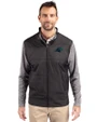 Carolina Panthers Cutter & Buck Stealth Hybrid Quilted Mens Full Zip Windbreaker Jacket Black Front