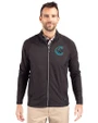 Charlotte Knights Cutter & Buck Adapt Eco Knit Hybrid Recycled Mens Big & Tall Full Zip Jacket Black Front