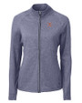 Texas Longhorns Alumni Cutter & Buck Adapt Recycled Soft Knit Stretch Womens Heathered Full Zip Jacket Navy Blue Heather Mannequin