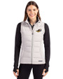 Akron RubberDucks Cutter & Buck Evoke Hybrid Softshell Recycled Womens Full Zip Vest CONCRETE Front