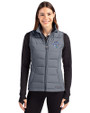 Hartford Yard Goats Cutter & Buck Evoke Hybrid Softshell Recycled Womens Full Zip Vest Elemental Grey Front