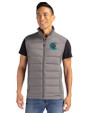 Charlotte Knights Cutter & Buck Evoke Hybrid Softshell Recycled Mens Full Zip Vest Elemental Grey Front