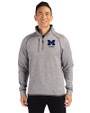 Michigan Wolverines Alumni Cutter & Buck Mainsail Sweater-Knit Mens Half Zip Pullover Jacket Polished Heather Front
