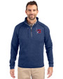 Buffalo Bisons Cutter & Buck Mainsail Sweater-Knit Mens Half Zip Pullover Jacket Tour Blue Heather Front