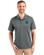 Charlotte Knights Cutter & Buck Prospect Eco Textured Stretch Recycled Mens Short Sleeve Polo Elemental Grey Front