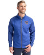 Iowa Cubs Cutter & Buck Adapt Eco Knit Hybrid Recycled Mens Full Zip Jacket Tour Blue Front