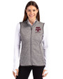 Texas A&M Aggies Alumni Cutter & Buck Mainsail Sweater Knit Womens Full Zip Vest Polished Heather Front