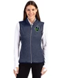 Hillsboro Hops Cutter & Buck Mainsail Sweater Knit Womens Full Zip Vest Liberty Navy Heather Front