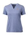 Notre Dame Fighting Irish Cutter & Buck Forge Eco Heathered Stretch Womens Blade Top Indigo Heather Mannequin