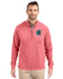 Charlotte Knights Cutter & Buck Adapt Eco Knit Heather Mens Big & Tall Quarter Zip Pullover Cardinal Red Heather Front