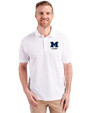 Michigan Wolverines Alumni Cutter & Buck Advantage Eco Tri-Blend Pique Mens Big and Tall Polo White Front