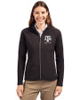 Texas A&M Aggies Alumni Cutter & Buck Adapt Eco Knit Hybrid Recycled Womens Full Zip Jacket Black Front