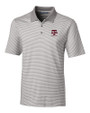 Texas A&M Aggies Alumni Cutter & Buck Forge Tonal Stripe Stretch Mens Big and Tall Polo Polished Medium Gray Mannequin