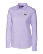 Baltimore Ravens Cutter & Buck Stretch Oxford Stripe Womens Long Sleeve Dress Shirt Opal Mannequin