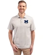 Michigan Wolverines Alumni Cutter & Buck Virtue Eco Pique Stripe Recycled Mens Big and Tall Polo Polished Medium Gray Front