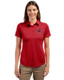 Memphis Redbirds Cutter & Buck Prospect Eco Textured Stretch Recycled Womens Short Sleeve Polo Cardinal Red Front