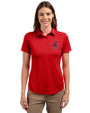 Memphis Redbirds Cutter & Buck Prospect Eco Textured Stretch Recycled Womens Short Sleeve Polo Red Front