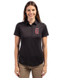 Greenville Drive Cutter & Buck Prospect Eco Textured Stretch Recycled Womens Short Sleeve Polo Black Front