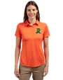Dayton Dragons Cutter & Buck Prospect Eco Textured Stretch Recycled Womens Short Sleeve Polo College Orange Front