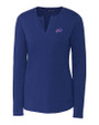 Buffalo Bills Cutter & Buck Long Sleeve Womens Double V-Neck Shirt Tour Blue Mannequin