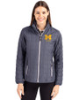Michigan Wolverines Alumni Cutter & Buck Rainier PrimaLoft®  Womens Eco Insulated Full Zip Puffer Jacket Anthracite Melange Front