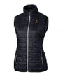 Texas Longhorns Alumni Cutter & Buck Rainier PrimaLoft® Womens Eco Insulated Full Zip Puffer Vest Dark Navy/Silver Mannequin
