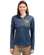 Michigan Wolverines Alumni Cutter & Buck Traverse Stretch Eco Camo Print Quarter Zip Womens Pullover Navy Blue Front