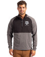 Texas A&M Aggies Alumni Cutter & Buck Adapt Eco Knit Hybrid Recycled Mens Quarter Zip Black Heather/Black Front