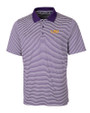 LSU Tigers Alumni Cutter & Buck Forge Tonal Stripe Stretch Mens Polo College Purple Mannequin