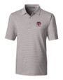 Texas A&M Aggies Alumni Cutter & Buck Forge Pencil Stripe Stretch Mens Polo Polished Medium Gray Mannequin