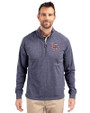 Louisville Bats Cutter & Buck Adapt Eco Knit Heather Mens Quarter Zip Pullover Navy Blue Heather Front