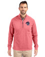 Binghamton Rumble Ponies Cutter & Buck Adapt Eco Knit Heather Mens Quarter Zip Pullover Cardinal Red Heather Front