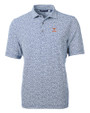Texas Longhorns Alumni Cutter & Buck Virtue Eco Pique Botanical Print Recycled Mens Polo Navy Blue Mannequin
