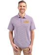 LSU Tigers Alumni Cutter & Buck Virtue Eco Pique Botanical Print Recycled Mens Polo College Purple Front