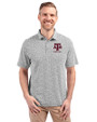 Texas A&M Aggies Alumni Cutter & Buck Virtue Eco Pique Botanical Print Recycled Mens Polo Black Front