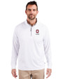 Ohio State Buckeyes Alumni Cutter & Buck Adapt Eco Knit Stretch Recycled Mens Quarter Zip Pullover White Front