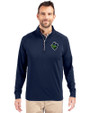 Hillsboro Hops Cutter & Buck Adapt Eco Knit Stretch Recycled Mens Quarter Zip Pullover Navy Blue Front