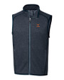 Texas Longhorns Alumni Cutter & Buck Mainsail Sweater-Knit Mens Full Zip Vest Liberty Navy Heather Mannequin