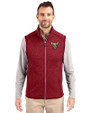 El Paso Chihuahuas Cutter & Buck Mainsail Sweater-Knit Mens Full Zip Vest Cardinal Red Heather Front