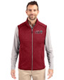 Lansing Lugnuts Cutter & Buck Mainsail Sweater-Knit Mens Full Zip Vest Cardinal Red Heather Front