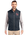 Louisville Bats Cutter & Buck Mainsail Sweater-Knit Mens Full Zip Vest Liberty Navy Heather Front