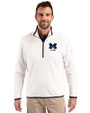 Michigan Wolverines Alumni Cutter & Buck Cascade Eco Fleece Mens Quarter Zip Jacket Shell/Navy Blue Front