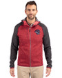 Binghamton Rumble Ponies Cutter & Buck Mainsail Full Zip Hooded Mens Jacket Cardinal Red Heather/Charcoal Heather Front