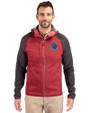 Charlotte Knights Cutter & Buck Mainsail Full Zip Hooded Mens Jacket Cardinal Red Heather/Charcoal Heather Front